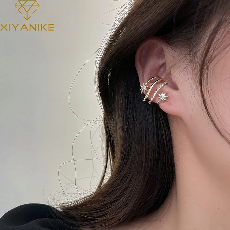 XIYANIKE Gold Color Bling Diamond Star Multi Layer Ear Cuff Non-Piercing Earrings Clips For Women Fashion Trendy Jewelry Gift
XIYANIKE Gold Color Bling Diamond Star Multi Layer Ear Cuff Non-Piercing Earrings Clips For Women Fashion Trendy Jewelry Gift