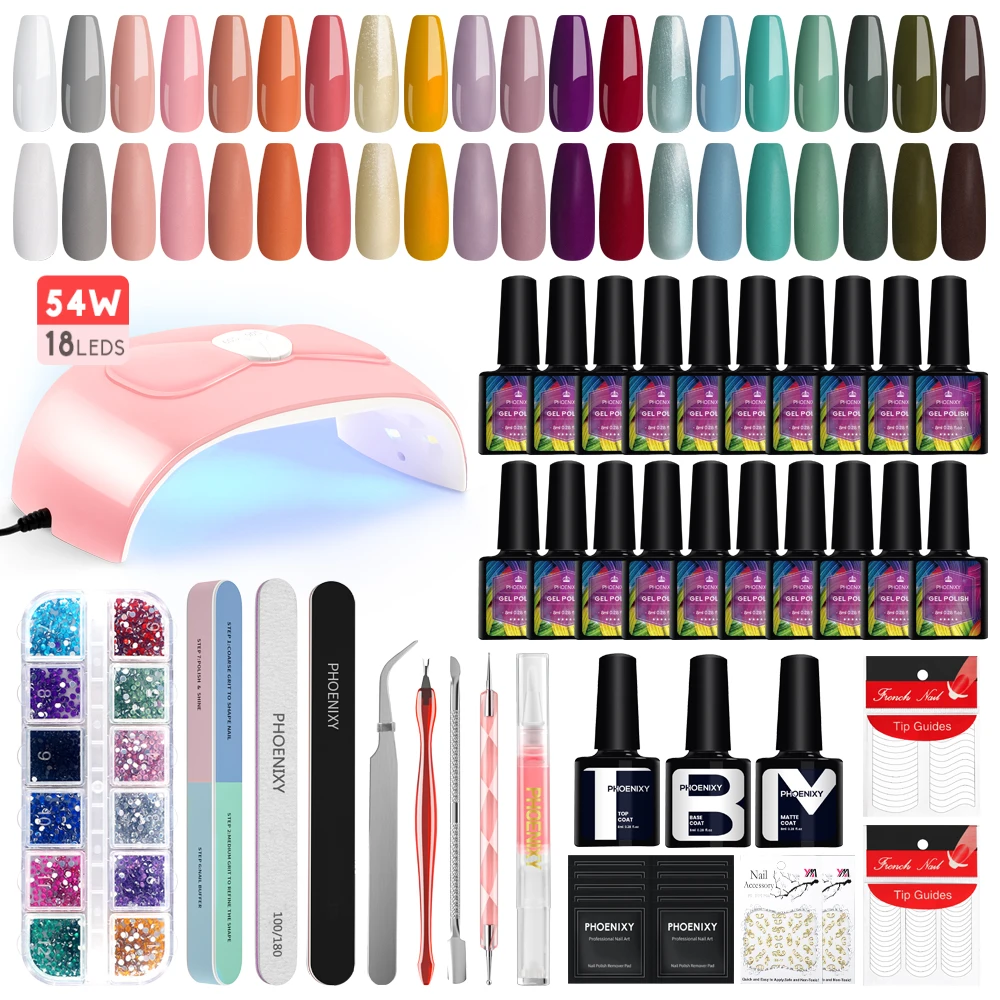 Manicure Set 20Colors Gel Nail Polish with 54W UV Nail Lamp Semi Permanent UV Gel Varnish Complete Full UV Gel Nail Art Tool Set
Manicure Set 20Colors Gel Nail Polish with 54W UV Nail Lamp Semi Permanent UV Gel Varnish Complete Full UV Gel Nail Art Tool Set