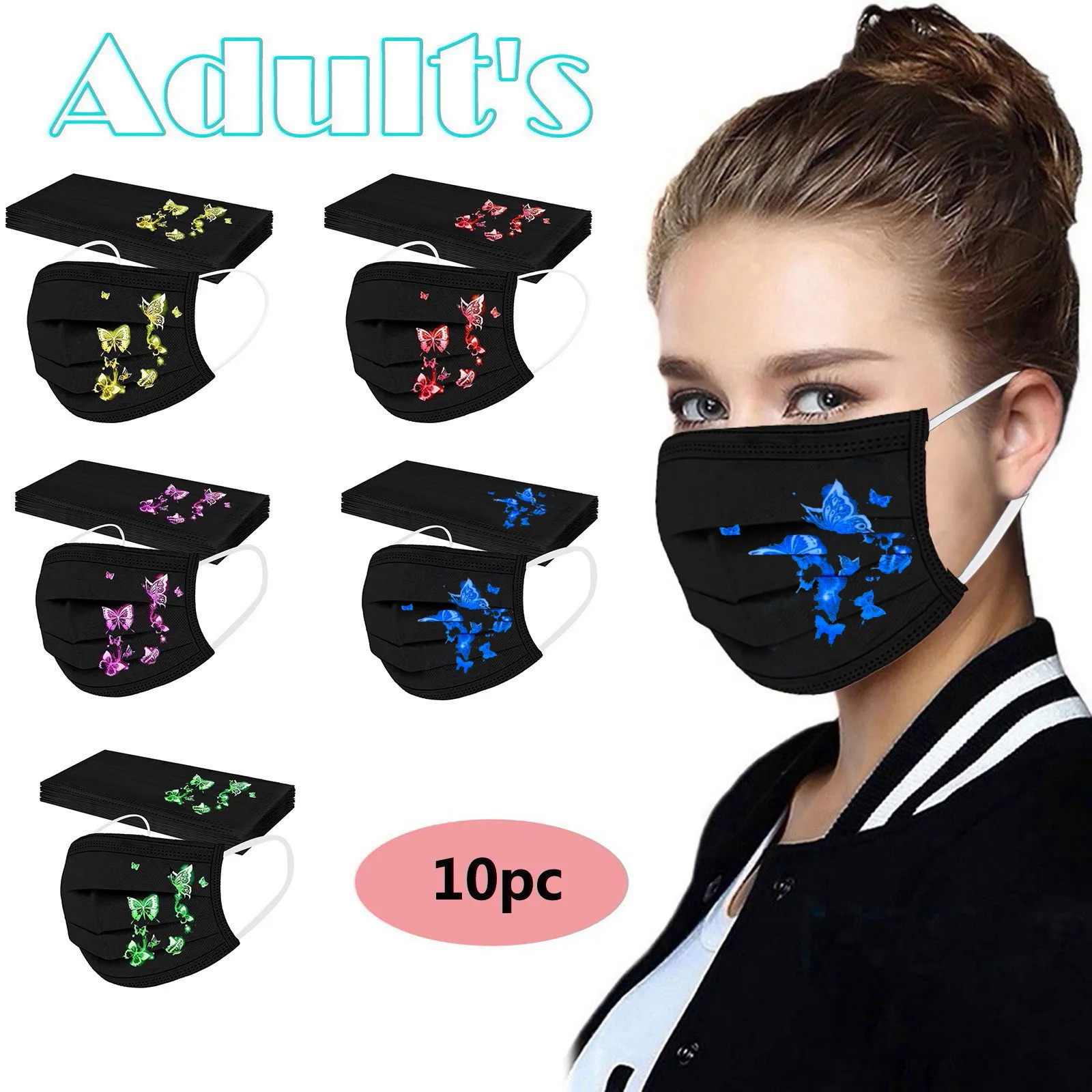 10PC Adult Facemask Butterfly Printed Mask Disposable Protective Face Masks Mouth Cover Breathable Mask mascarillas adulto
10PC Adult Facemask Butterfly Printed Mask Disposable Protective Face Masks Mouth Cover Breathable Mask mascarillas adulto