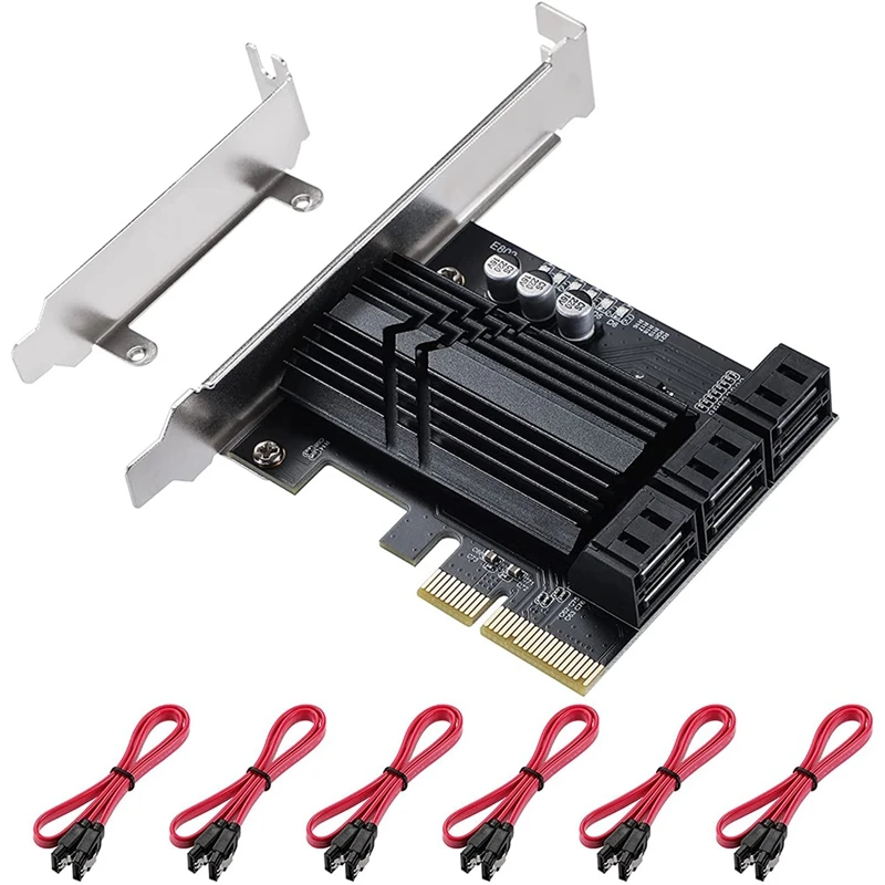 

Pcie SATA Card 6 Ports,6Gbps SATA 3.0 Pcie Card,Pcie 4X To SATA Controller Card With 6 SATA Cables & Low Profile Bracket