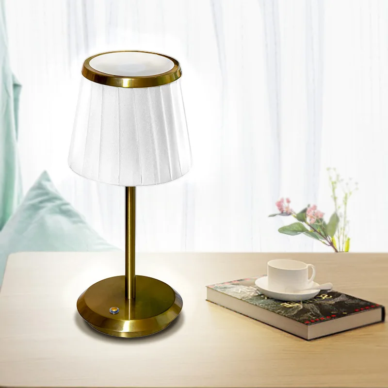 

Fabric Table Lamp With Three-speed Dimming Rechargeable Cloth Lamp Lampshade Atmosphere Lighting Bar Hotel Bedroom Bedside Stand