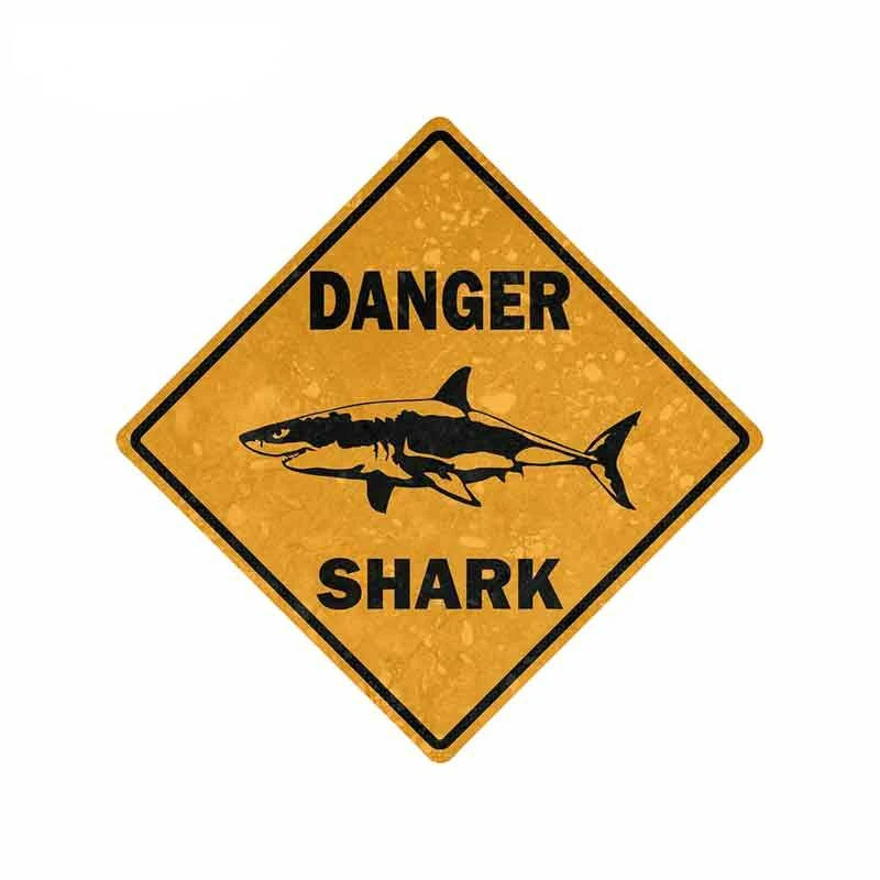 

13cm*13cm, Warning Car Sticker Car Bike Motorcycle Danger Sign Shark Area Surf Decals Waterproof Decor Accessories Vinyl