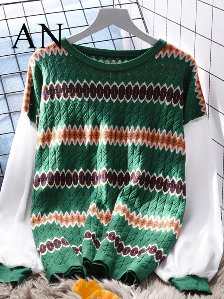 Fashion Woman Blooms 2022 Striped Pullover Sweater Blouse Loose and Lazy Thick Sweaters Long Sleeve Top Women Pulovers
Fashion Woman Blooms 2022 Striped Pullover Sweater Blouse Loose and Lazy Thick Sweaters Long Sleeve Top Women Pulovers