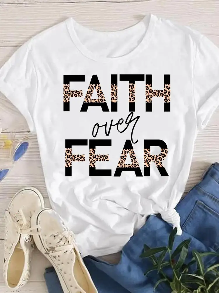 Leopard Letter Faith Cute Clothes Fashion Casual Ladies Women Print Female Clothing Short Sleeve T-shirts Summer T Graphic Tee
Leopard Letter Faith Cute Clothes Fashion Casual Ladies Women Print Female Clothing Short Sleeve T-shirts Summer T Graphic Tee