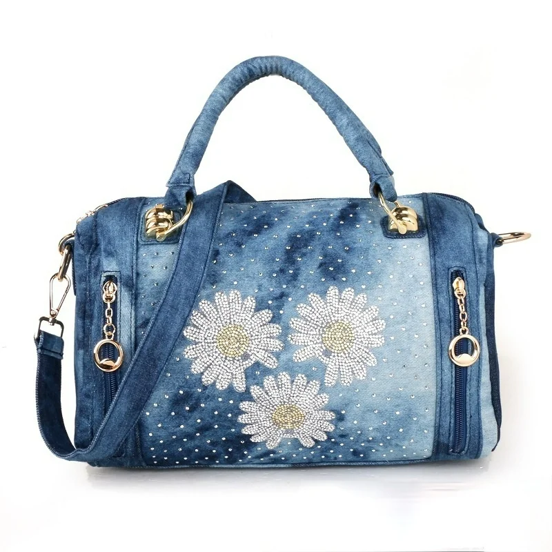 New in Fashion Diamond Floral Denim Women Shoulder Bag Jeans Handbags Crossbody Boston Bag Messenger Bag
New in Fashion Diamond Floral Denim Women Shoulder Bag Jeans Handbags Crossbody Boston Bag Messenger Bag