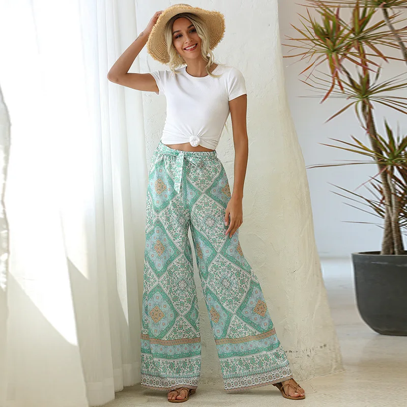 Ladies Floral Print Wide Leg Belt Trousers Summer Ladies Holiday Beach Casual Loose Trousers Women's Clothing Vintage Streetwear
Ladies Floral Print Wide Leg Belt Trousers Summer Ladies Holiday Beach Casual Loose Trousers Women's Clothing Vintage Streetwear