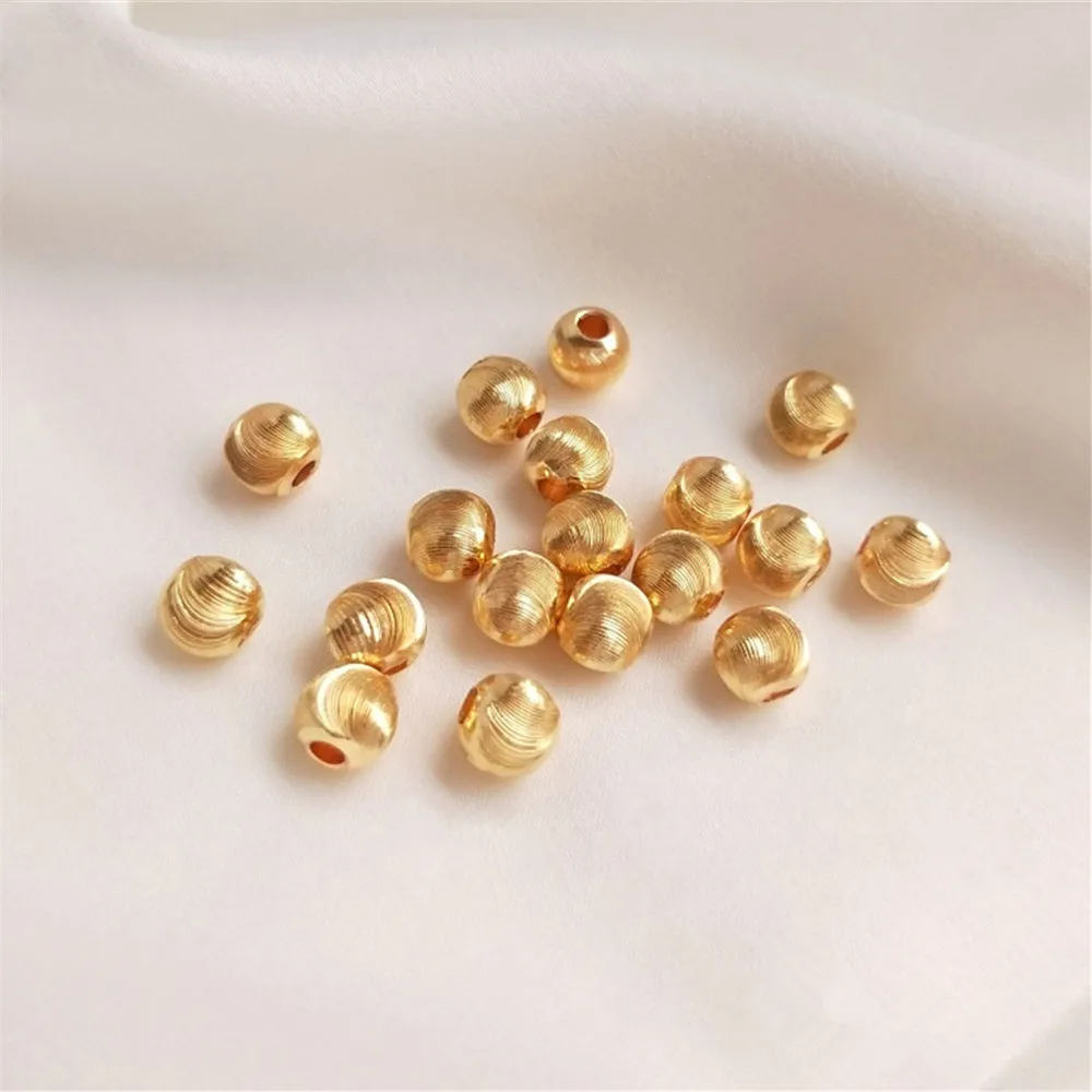 

14K Gold Filled Plated Floral fine lines twinkle cat eye cut round beads DIY bracelet necklace loose beads jewelry with beads