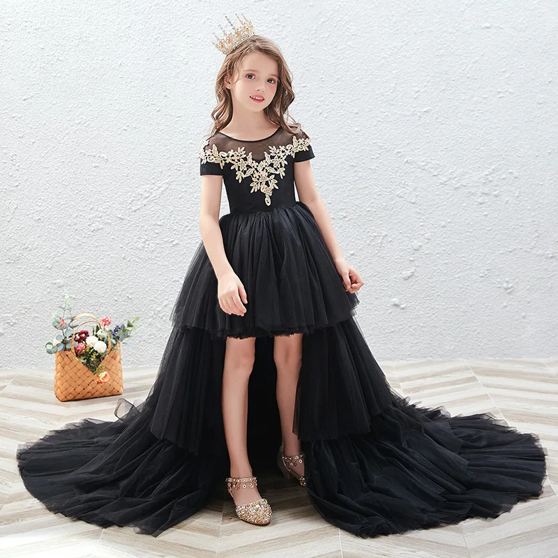 

Flower Girl Luxury Elegant Dresses Princes Mermaid Long Dress Children Bridemaid Clothing Tutu Tulle Gowns Boutique Party Frocks