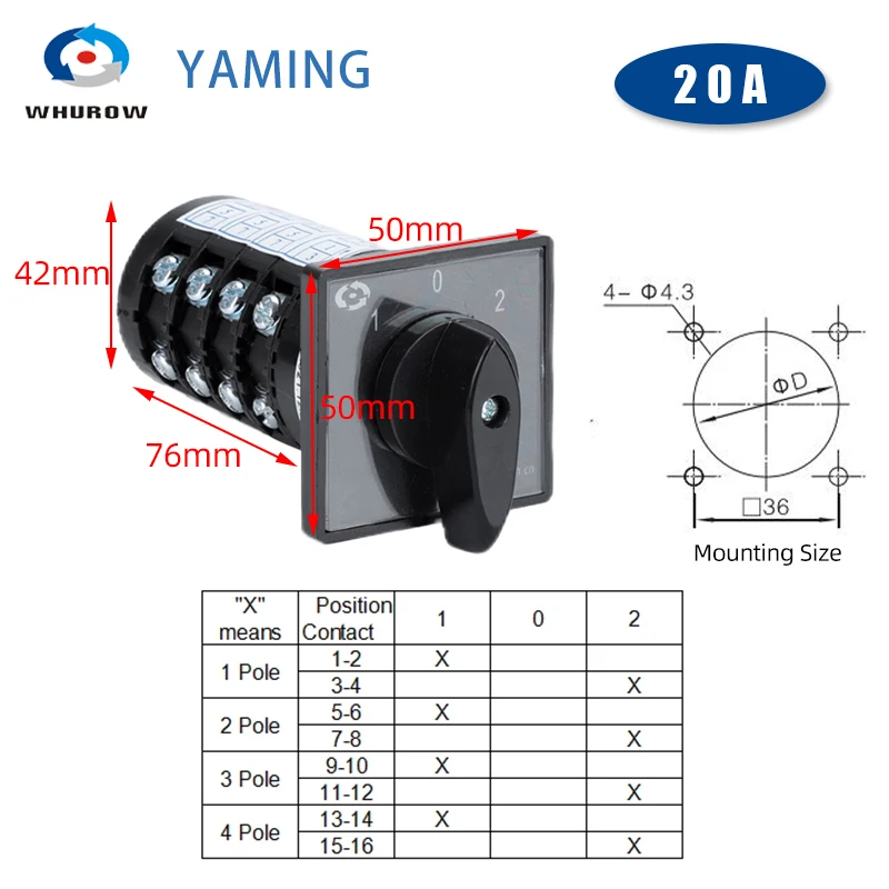 Серия HZ5B-20 ВКЛ-ВЫКЛ-ВКЛ Поворотный кулачковый переключатель Схема управления двигателем Универсальный переключатель Серебряный контакт 1-4 слоя
Серия HZ5B-20 ВКЛ-ВЫКЛ-ВКЛ Поворотный кулачковый переключатель Схема управления двигателем Универсальный переключатель Серебряный контакт 1-4 слоя