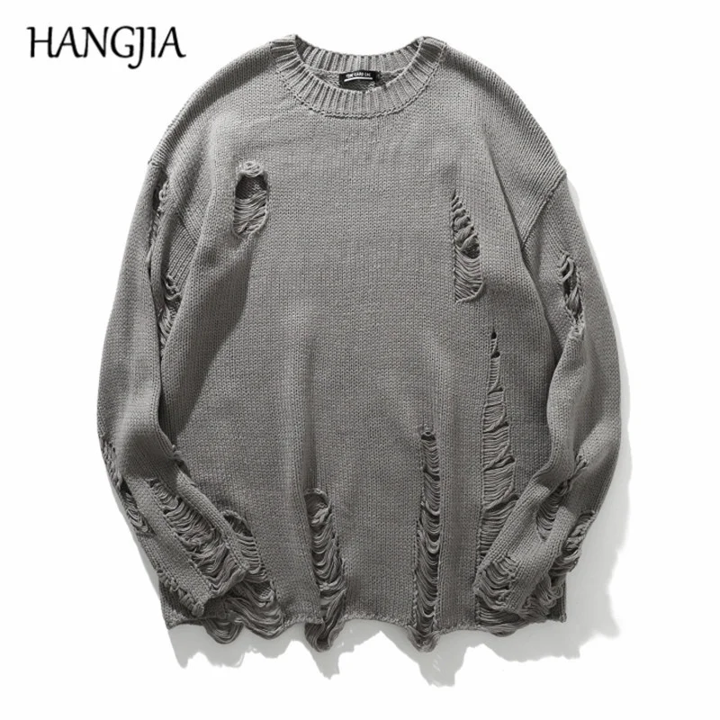 

Was ole Ripped Knit Unisex Sweaters Men Streetwear ip op Pullovers Jumper Fasion Oversized All-matc Women Winter Clotes