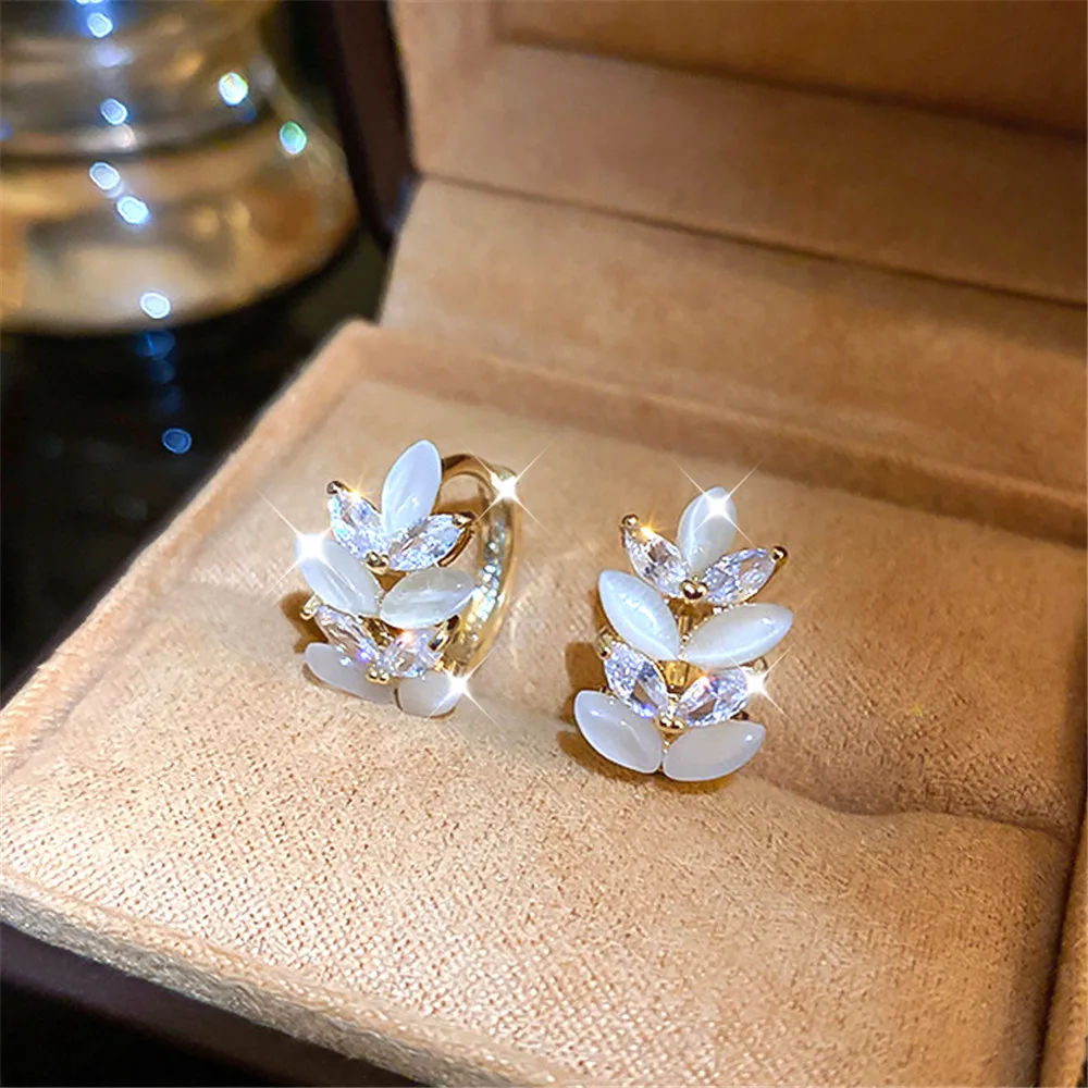 New Style 18k Gold Plated Zircon Cat'S Eye Leaf Ear Buckle French Style Fashion Premium Luxury Earrings Net Red Delicate Earring 
New Style 18k Gold Plated Zircon Cat'S Eye Leaf Ear Buckle French Style Fashion Premium Luxury Earrings Net Red Delicate Earring