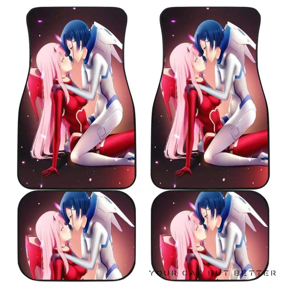 

Darling In The Franxx Kiss Front And Car Mats Car Floor Mat Vintage Black Carpet Anti-Slip Rubber Mat Pack of 4 Auto Accessiores