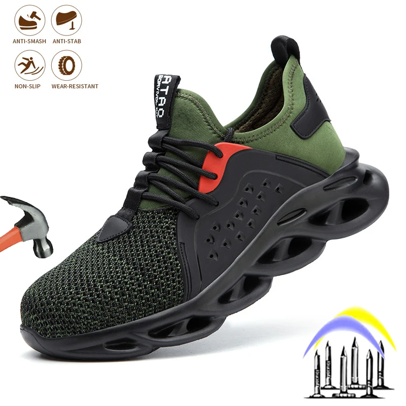 

Male Safety Shoes Steel-toed Anti-piercing Men Work Boots Indestructible for Men Sneaker Lightweight Breathable Industrial Shoe