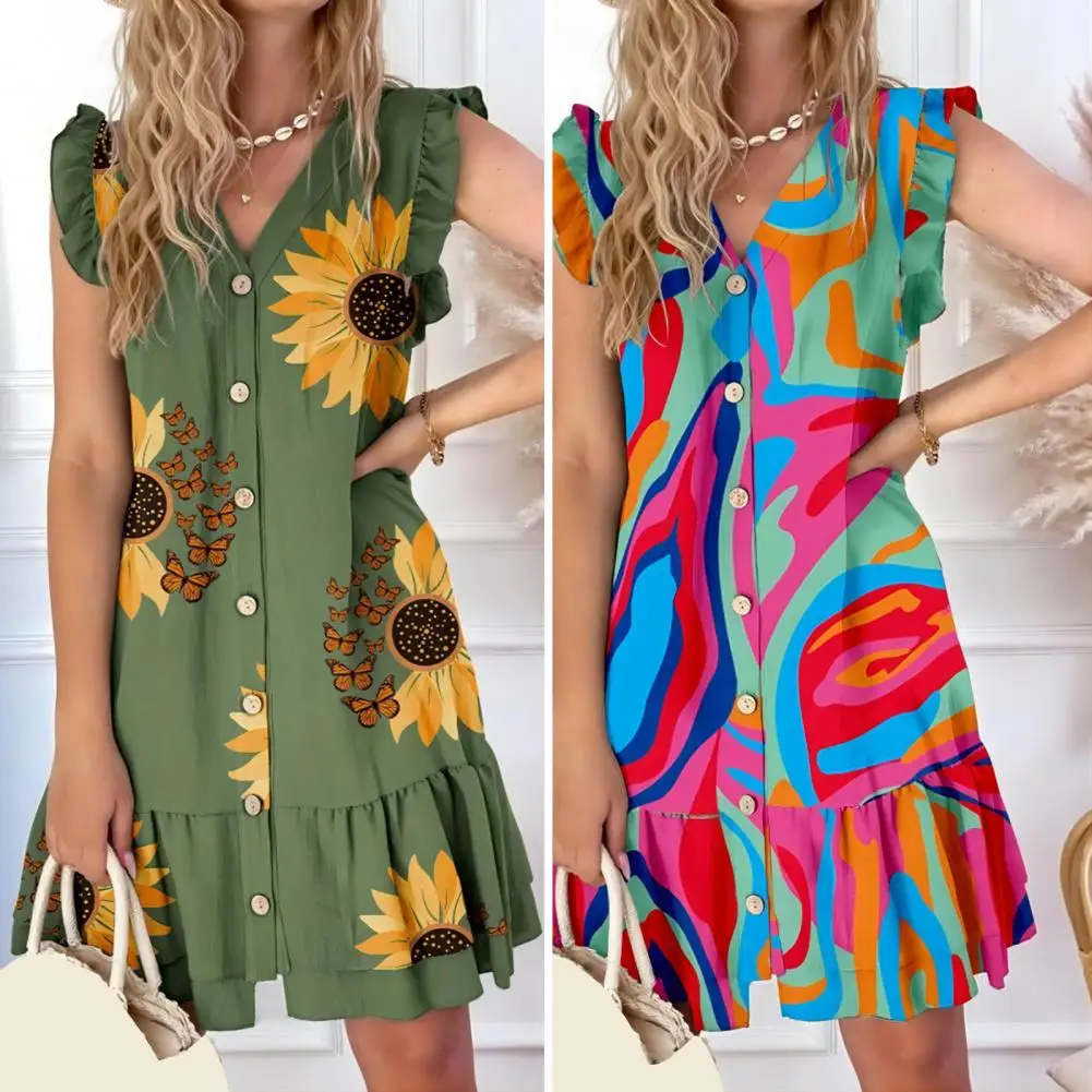 Elegant V Neck Lace Up Printed Dress Women Short Sleeve Mini Dress Women Fashion Ruffle Design Summer Flower Female Vestidos
Elegant V Neck Lace Up Printed Dress Women Short Sleeve Mini Dress Women Fashion Ruffle Design Summer Flower Female Vestidos