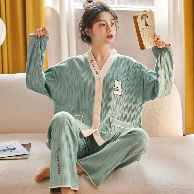 Pajamas Women Cotton Home Suit Korean Sleepwear Pajamas Women Autumn Pijama Pyjamas Long Sleeve 2 Piece Set Nightwear
Pajamas Women Cotton Home Suit Korean Sleepwear Pajamas Women Autumn Pijama Pyjamas Long Sleeve 2 Piece Set Nightwear
