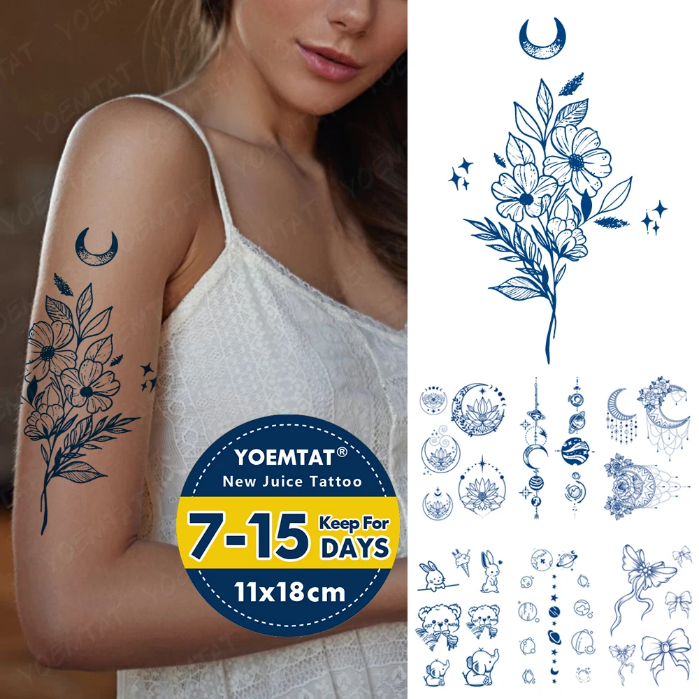 Semi-Permanent Waterproof Temporary Tattoo Sticker Simple Line Flowers Genipin Herbal Juice Lasting Ink Fake Moon Star Arm Tatoo
Semi-Permanent Waterproof Temporary Tattoo Sticker Simple Line Flowers Genipin Herbal Juice Lasting Ink Fake Moon Star Arm Tatoo