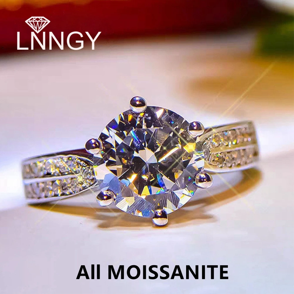 Lnngy 925 Sterling Silver Wedding Band Round Cut 6 Prong Moissanite Silver Solitaire Ring for Women Passed Diamond Tester Jewelr
Lnngy 925 Sterling Silver Wedding Band Round Cut 6 Prong Moissanite Silver Solitaire Ring for Women Passed Diamond Tester Jewelr