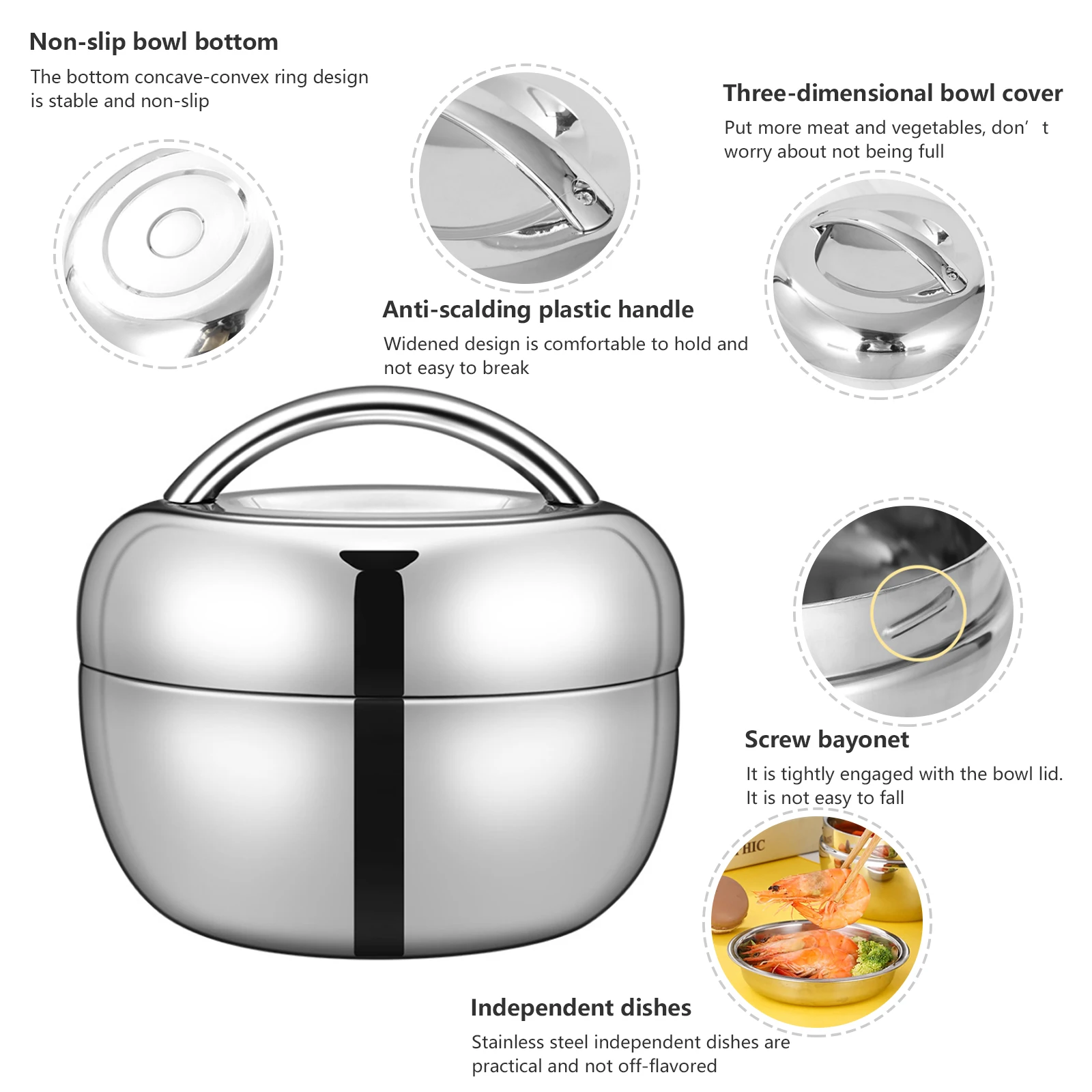 Stainless steel bento box Lunch box 1.5 L capacity metal bowl continuous insulated double layer portable food container food box
Stainless steel bento box Lunch box 1.5 L capacity metal bowl continuous insulated double layer portable food container food box