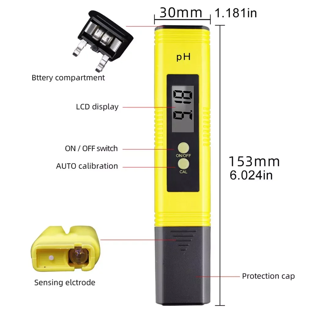 

TESTER Accuracy 0.01 Digital PH Meter Tester for Water Food Aquarium Pool Hydroponics Pocket Size PH Tester Large LCD Display