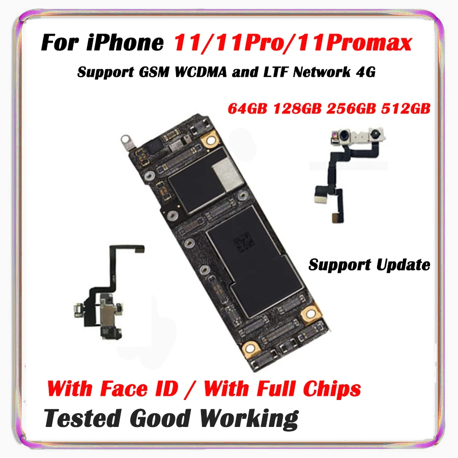 Motherboard For iPhone 11/11 Pro/11 Pro Max with Face ID Original Clean iCloud Plate Support iOS Update Good Working Mainboard
Motherboard For iPhone 11/11 Pro/11 Pro Max with Face ID Original Clean iCloud Plate Support iOS Update Good Working Mainboard