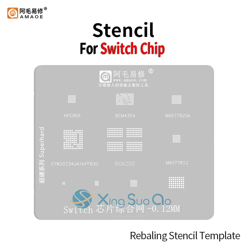 Amaoe SSD1 BGA Reballing Stencil Template For For Switch IC BGA200 NFCBEA BCM4354 MAX77620A MAX77812 CYW20734 T=0.12MM
Amaoe SSD1 BGA Reballing Stencil Template For For Switch IC BGA200 NFCBEA BCM4354 MAX77620A MAX77812 CYW20734 T=0.12MM