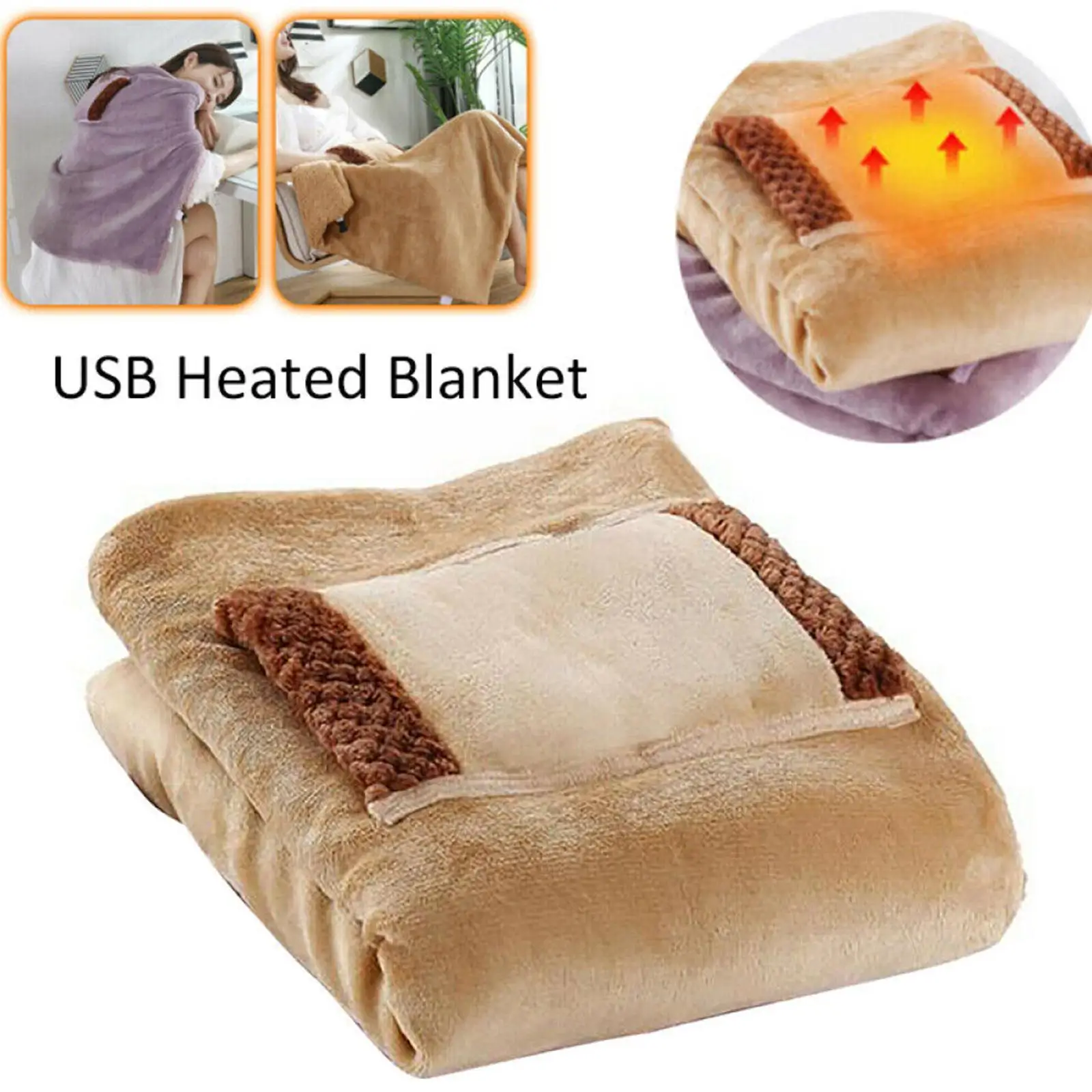 

USB электрическое одеяло, мягкая Рабочая кровать-грелка, машинная стирка, термостат, электрический нагревательный коврик для дома и офиса 60 * ...