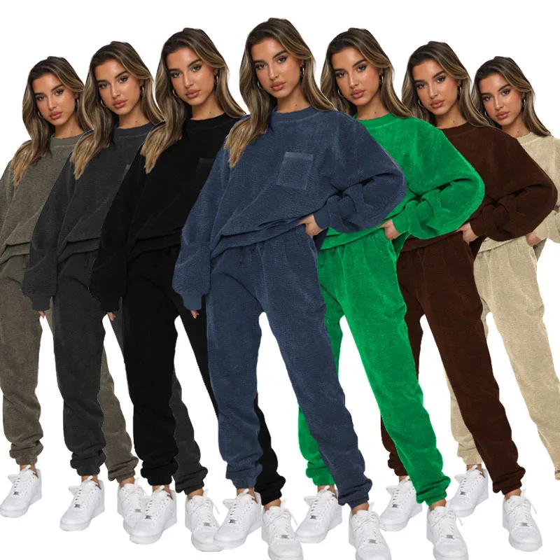 Women Tracksuit Corduroy Solid Color O-neck Hoodeis + Sweatpants 2 Piece Set Autumn Winter Fashion Casual Female Sweatshirt Suit
Women Tracksuit Corduroy Solid Color O-neck Hoodeis + Sweatpants 2 Piece Set Autumn Winter Fashion Casual Female Sweatshirt Suit