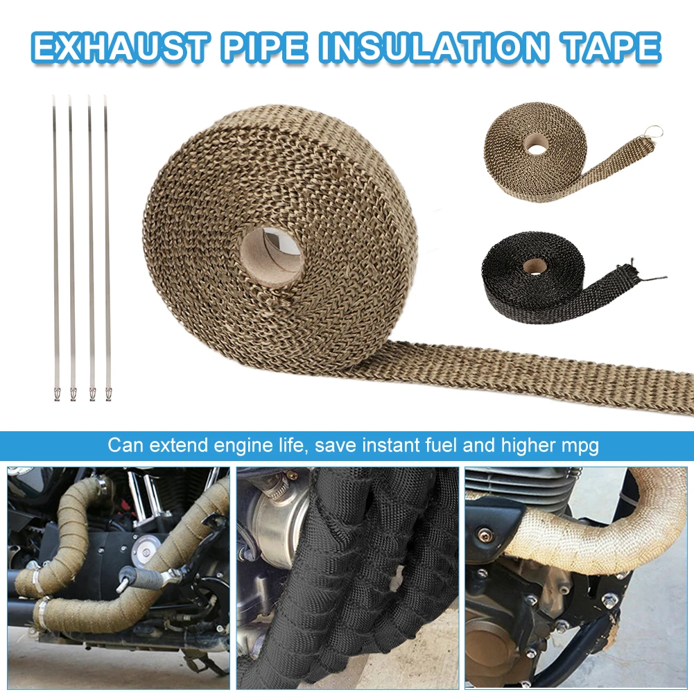 5M Automobile And Motorcycle Exhaust Manifold Fiberglass Thermal Insulation Tape With 4 Cable Ties Kit For ATV Cart Motorcycles
5M Automobile And Motorcycle Exhaust Manifold Fiberglass Thermal Insulation Tape With 4 Cable Ties Kit For ATV Cart Motorcycles