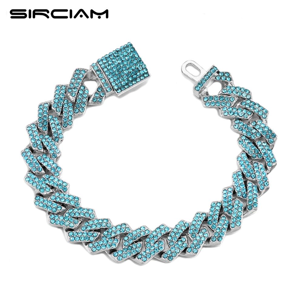 New Bling 14MM Blue Crystal Cuban Chain Iced Out 2 Row Rhinestones Prong Cuban Link Chain Bracelets For Men Punk Hip Hop Jewelry
New Bling 14MM Blue Crystal Cuban Chain Iced Out 2 Row Rhinestones Prong Cuban Link Chain Bracelets For Men Punk Hip Hop Jewelry