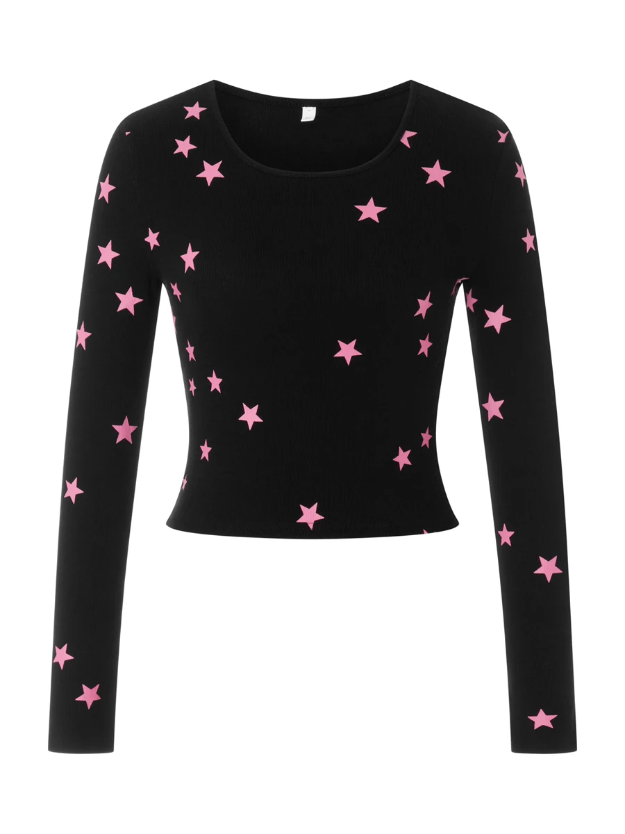 Кроп-топ женский с длинным рукавом, повседневная приталенная рубашка с принтом звезд, крутящихся мячиков, с круглым вырезом, с длинным рукавом, уличная одежда, осень
Кроп-топ женский с длинным рукавом, повседневная приталенная рубашка с принтом звезд, крутящихся мячиков, с круглым вырезом, с длинным рукавом, уличная одежда, осень