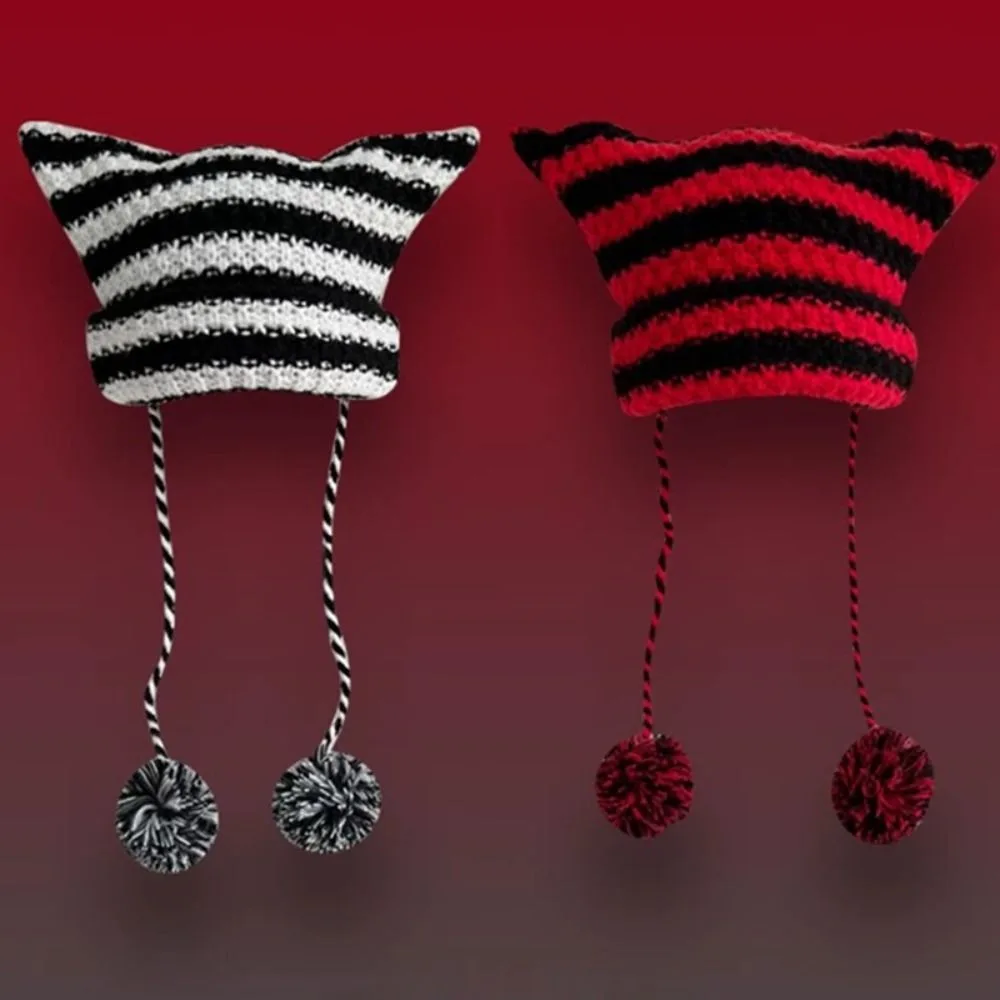 Women Devil Ear Knitting Striped Ins Little Devil Knitted Wool Caps Casual Cap Japanese Beanie Hat Bonnet Hats
Women Devil Ear Knitting Striped Ins Little Devil Knitted Wool Caps Casual Cap Japanese Beanie Hat Bonnet Hats