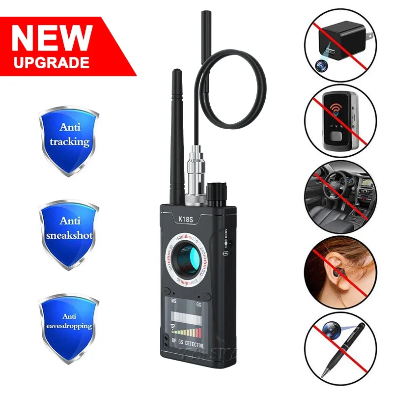 K18S Upgrade RF Signal Hidden Camera Detector Anti Spy Candid Pinhole Micro Cam Scan Magnetic GPS Locator GSM Secret Bug Finder
K18S Upgrade RF Signal Hidden Camera Detector Anti Spy Candid Pinhole Micro Cam Scan Magnetic GPS Locator GSM Secret Bug Finder
