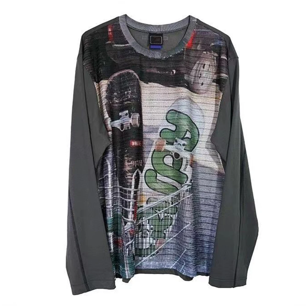 2023 Spring Summer Y2K Men's Retro Graffiti Mesh Top Fashion Cartoon Pattern Long-sleeved Shirt Street Sweater EU Szie S-L
2023 Spring Summer Y2K Men's Retro Graffiti Mesh Top Fashion Cartoon Pattern Long-sleeved Shirt Street Sweater EU Szie S-L