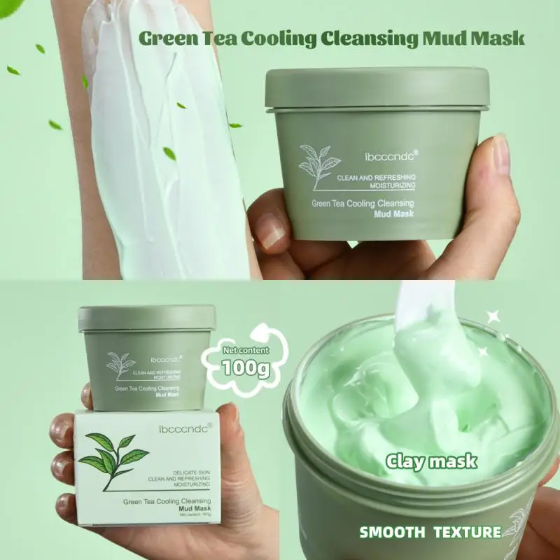 

Увлажняющая Маска Ibcccndc для мышечной ухода за зеленым чаем, ледяной мышечной кожей, очищающая грязевая пленка для контроля жирности, маска для зеленого чая и черных точек