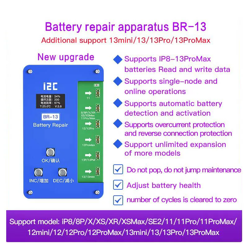 I2c Battery Repair Programmer For 11 12 Promax 13 13promax Battery Pop Ups Widows Error Health Warnning Removing Repair Tools
I2c Battery Repair Programmer For 11 12 Promax 13 13promax Battery Pop Ups Widows Error Health Warnning Removing Repair Tools