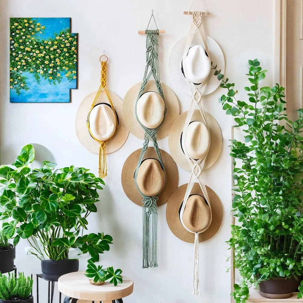 Nordic Hanging Hat Organizer Macrame Cotton Rope Cap Storage Display Holder Weaving Tapestry Wall Home Decor for Wide Brim Gifts
Nordic Hanging Hat Organizer Macrame Cotton Rope Cap Storage Display Holder Weaving Tapestry Wall Home Decor for Wide Brim Gifts
