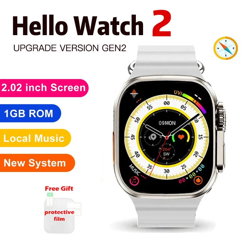 Hello Watch 2 Smart Watch 8 Ultra H11 Ultra Upgraded Series 8 Compass 2.02Inch 1GB ROM Local Music Reloj Hombre Smartwatch Men
Hello Watch 2 Smart Watch 8 Ultra H11 Ultra Upgraded Series 8 Compass 2.02Inch 1GB ROM Local Music Reloj Hombre Smartwatch Men