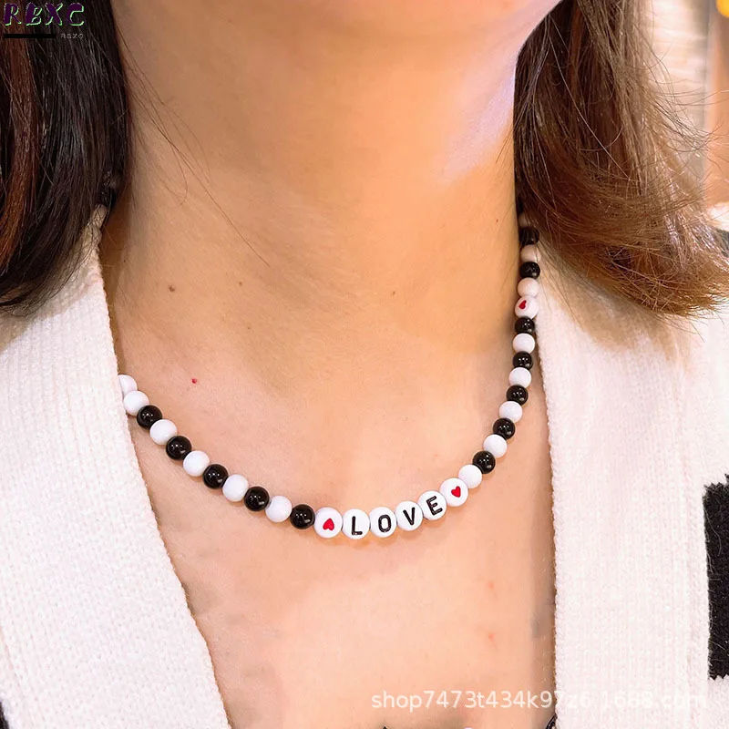 Korean New Color Beaded Love Letter Necklace Female Hip Hop Personality High Sense Fashion Temperament Collarbone Chain Fashion
Korean New Color Beaded Love Letter Necklace Female Hip Hop Personality High Sense Fashion Temperament Collarbone Chain Fashion