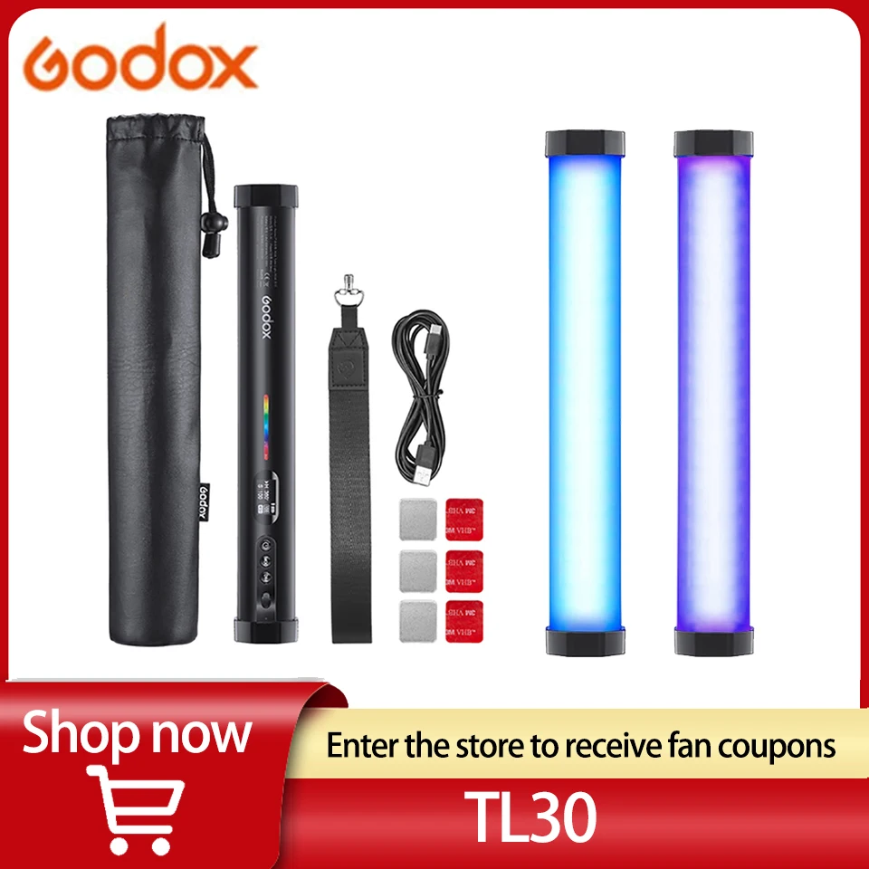 Godox TL30 RGB Handheld Light Stick Full- color 2700-5600K with APP Remote Control for Photos Video Movie Volg Shooting
Godox TL30 RGB Handheld Light Stick Full- color 2700-5600K with APP Remote Control for Photos Video Movie Volg Shooting