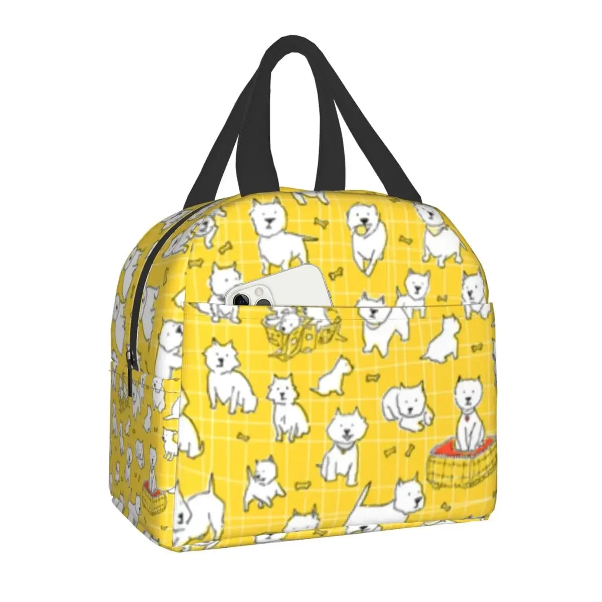 Изолированные сумки для обеда West Highland Terrier Westie для женщин, переносной холодильник для собак, термоконтейнер для обеда, школьная сумка для хранения пикника 
Изолированные сумки для обеда West Highland Terrier Westie для женщин, переносной холодильник для собак, термоконтейнер для обеда, школьная сумка для хранения пикника