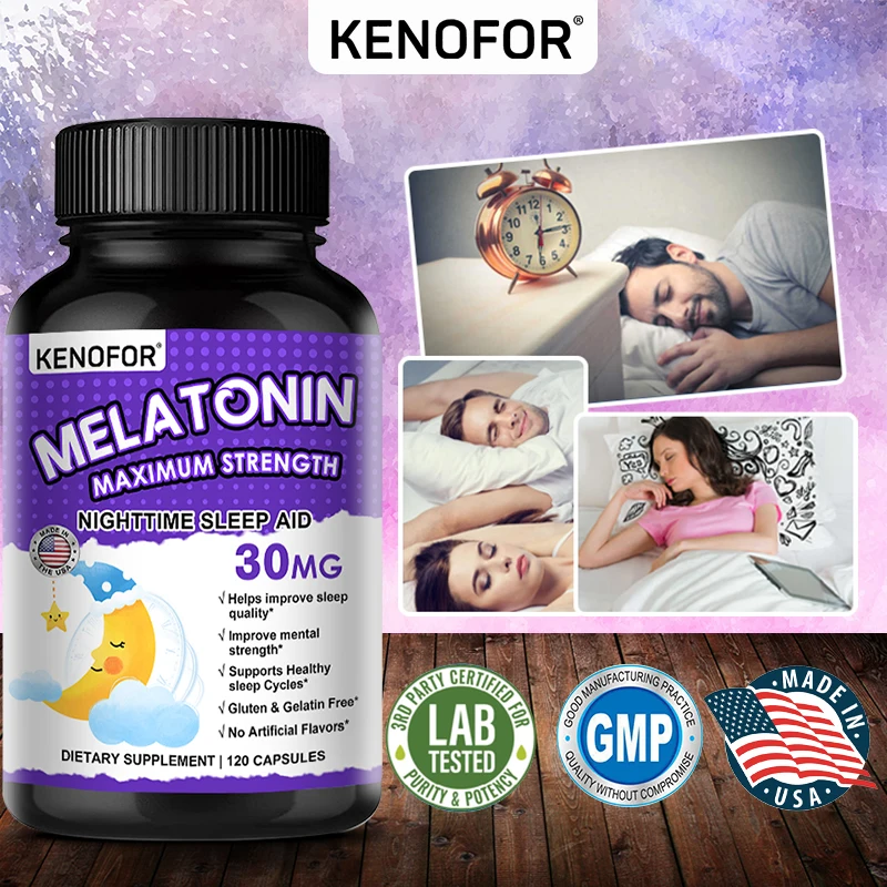 

Капсулы мелатонина-пищевая добавка, которая способствует ночному сну, улучшает бессонницу и снимает тревогу и стресс
