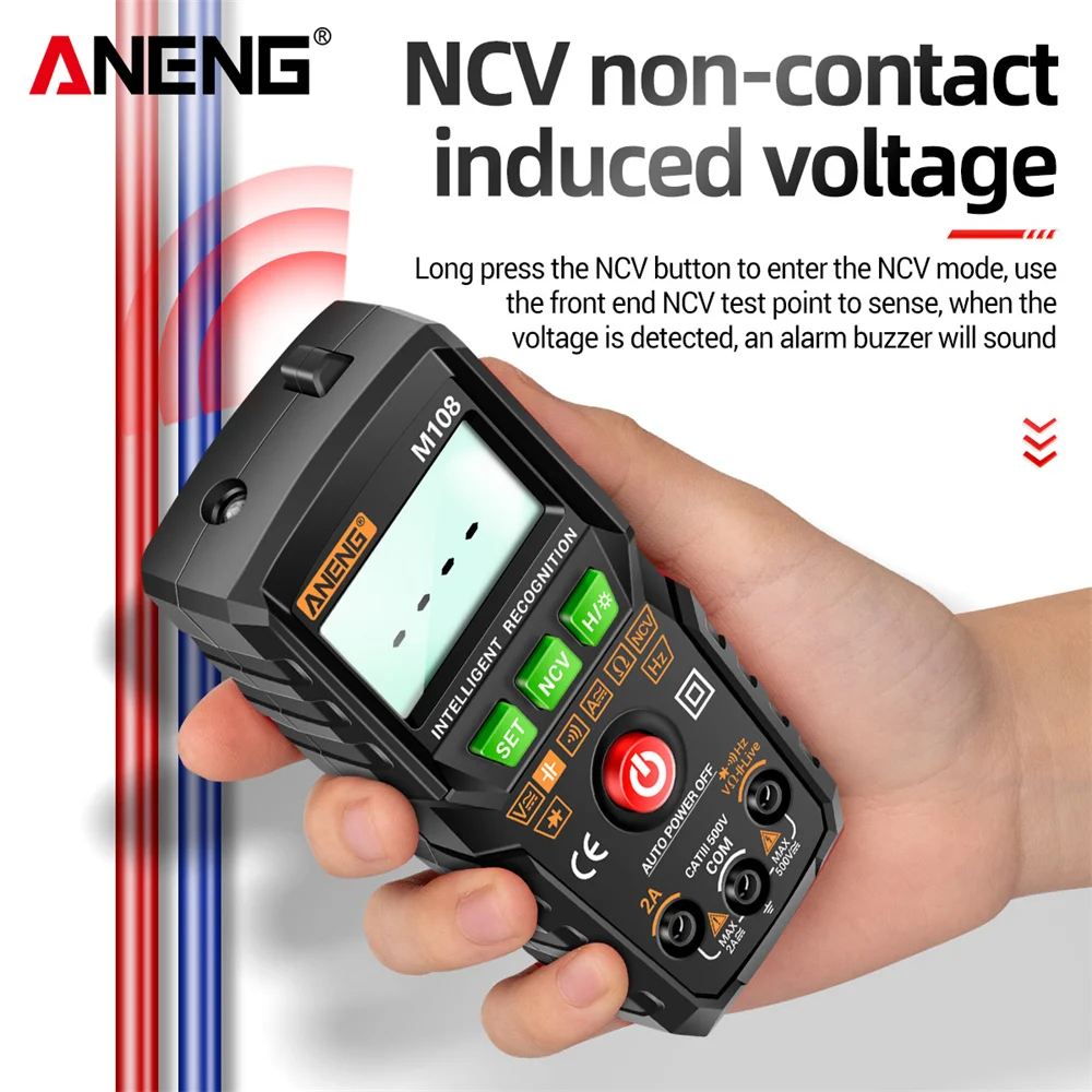 ANENG M107 M108 Mini Digital Multimeter 4000 Counts Non Contact AC/DC Current Voltage Tester Resistance Capacitance Meter
ANENG M107 M108 Mini Digital Multimeter 4000 Counts Non Contact AC/DC Current Voltage Tester Resistance Capacitance Meter