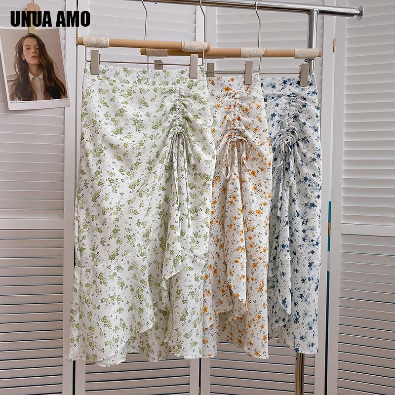Ruffled Floral Skirt Women Irregular Drawstring Skirts Spring Summer Fashion Casual A-line Elastic High Waist Midi Skirt
Ruffled Floral Skirt Women Irregular Drawstring Skirts Spring Summer Fashion Casual A-line Elastic High Waist Midi Skirt