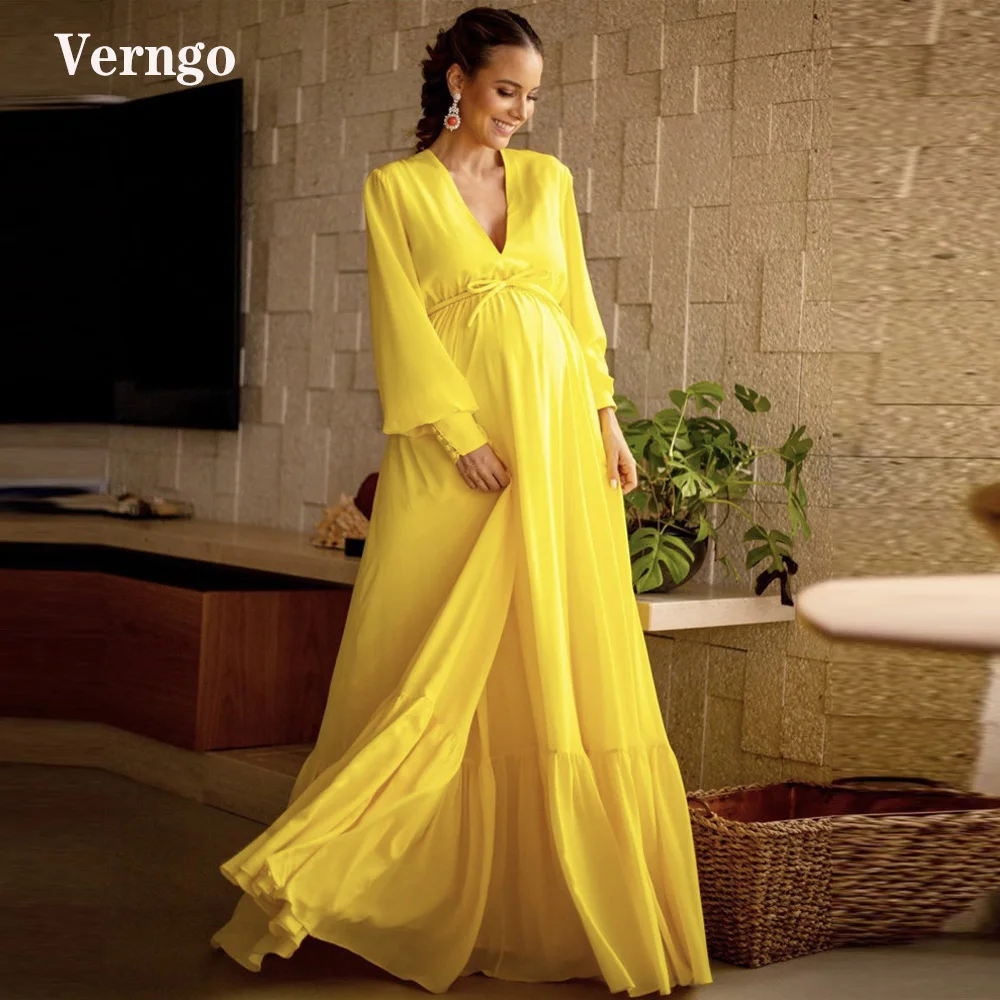 Verngo Simple Empire Chiffon Pregnant Women Evening Dress Modest Long Sleeves V Neck Prom Dress Formal Party Outfit Garment
Verngo Simple Empire Chiffon Pregnant Women Evening Dress Modest Long Sleeves V Neck Prom Dress Formal Party Outfit Garment