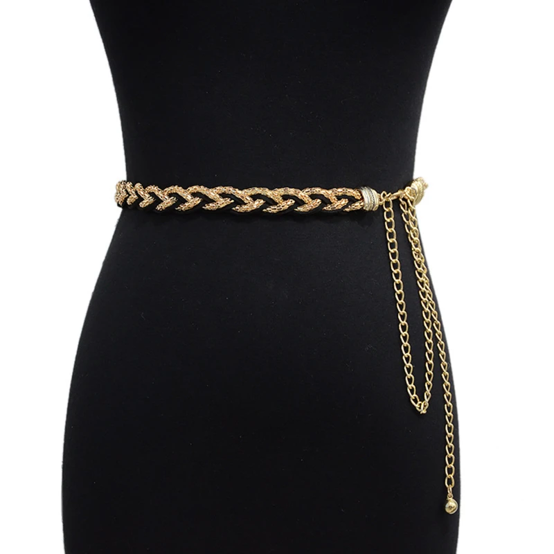 Women Summer Ladies Fashion Sweet Metal Chain Braided Thin Waist Chain Dress Decoration Belts For Women Luxury Designer Brand
Women Summer Ladies Fashion Sweet Metal Chain Braided Thin Waist Chain Dress Decoration Belts For Women Luxury Designer Brand