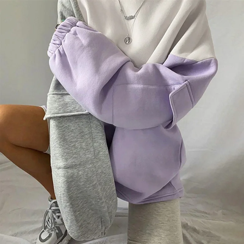 Women's Fall Casual Round Neck Pullover Hoodie Long Sleeve Stitching 2021 Pocket Contrast Color Loose Casual Stitching Sweater
Women's Fall Casual Round Neck Pullover Hoodie Long Sleeve Stitching 2021 Pocket Contrast Color Loose Casual Stitching Sweater