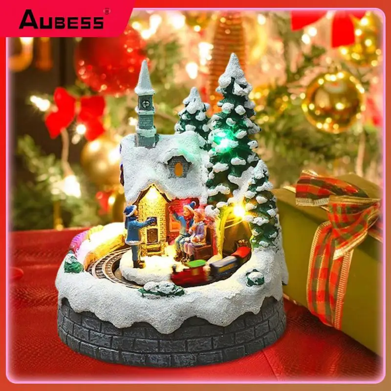 

Christmas Snow Light Cabin Train Luminous Tour Keeps Rotating Tunnel Landscape House Children's Gifts Christmas Gift Decorations
