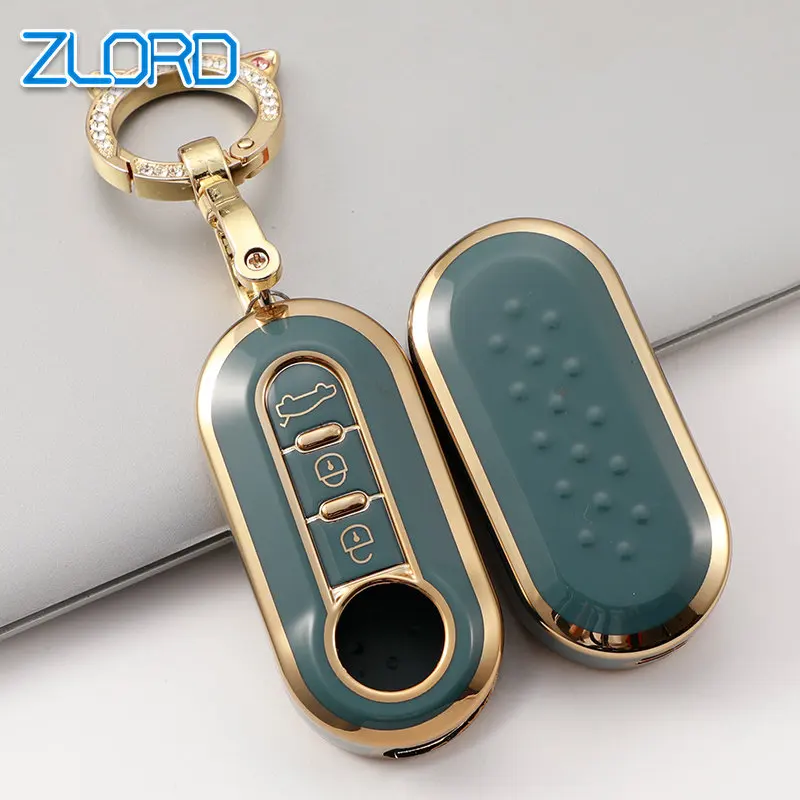 For Fiat 500 TPU Gold Edge 3 Buttons Car Flip Folding Key Case Cover Remote Key Shell Holder Protecor Keychain Accessories
For Fiat 500 TPU Gold Edge 3 Buttons Car Flip Folding Key Case Cover Remote Key Shell Holder Protecor Keychain Accessories