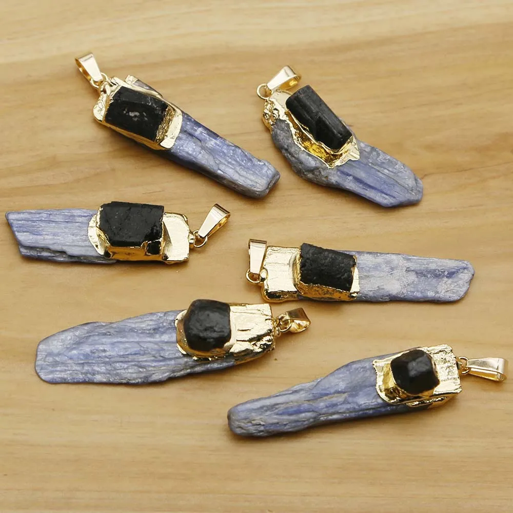 Natural Stone Blue Crystal Strip Irregularity Black Tourmaline Inset Pendants Charms Jewelry Necklace Accessories Wholesale 8Pcs
Natural Stone Blue Crystal Strip Irregularity Black Tourmaline Inset Pendants Charms Jewelry Necklace Accessories Wholesale 8Pcs