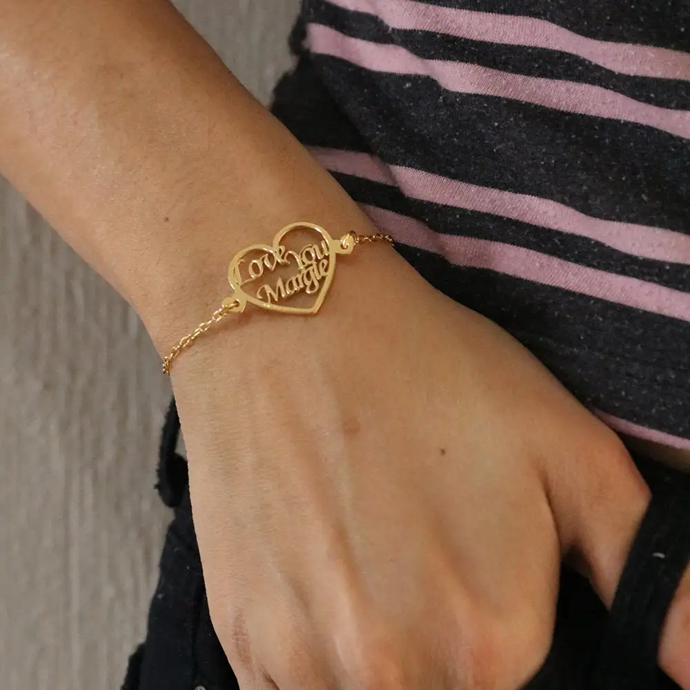 Классический женский браслет с двойным именем в форме сердца, из нержавеющей стали, золотого цвета
Классический женский браслет с двойным именем в форме сердца, из нержавеющей стали, золотого цвета